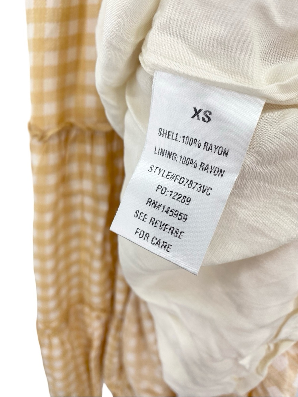 Vici Gingham Yellow White Tiered Babydoll Mini Dress Size XS - Picture 9 of 9